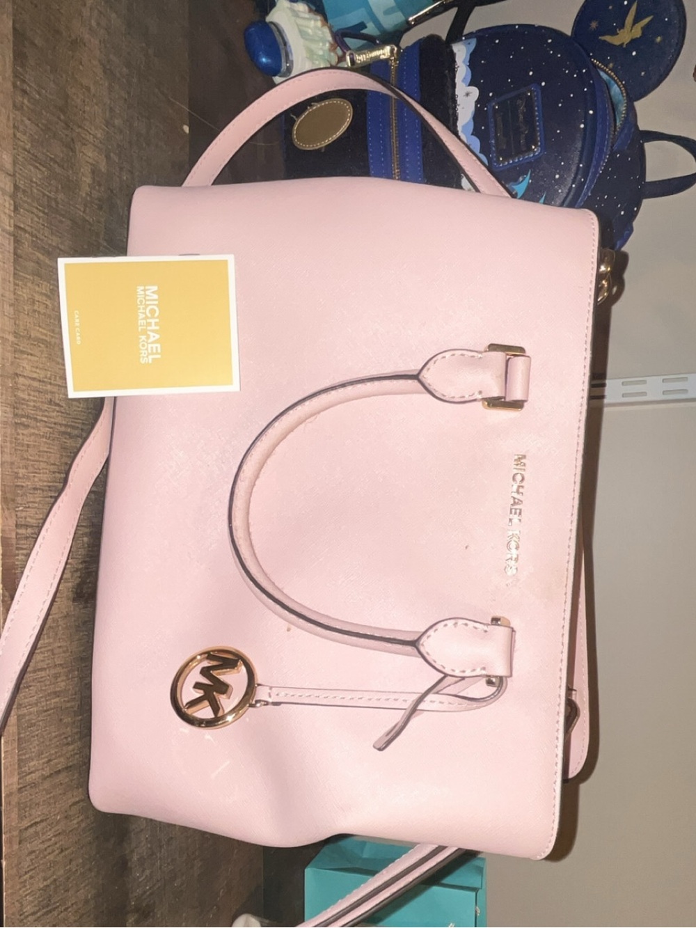 Michael Kors Pink Saffiano Satchel with Gold Hardware